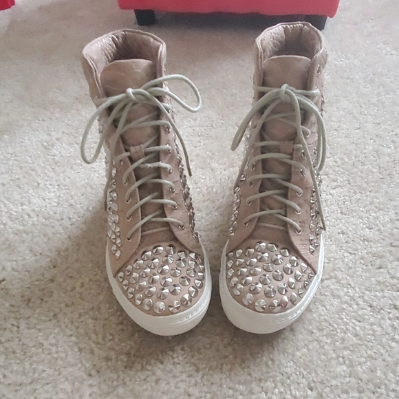 Jeffrey Campbell Shoes - Jeffrey Campbell Alva Snake Beige Hi Sneaker